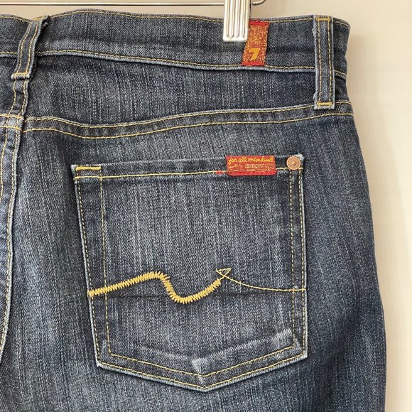 7 For All Mankind Womens Size 28 Bootcut Denim Jeans Dark Wash Low Rise USA Made - Picture 16 of 16